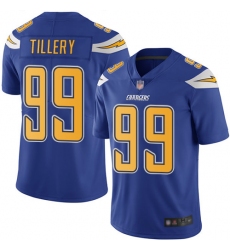 Chargers 99 Jerry Tillery Electric Blue Men Stitched Football Limited Rush Jersey