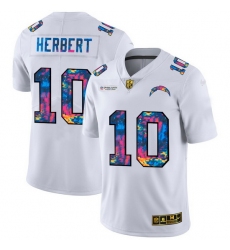 Los Angeles Chargers 10 Justin Herbert Men White Nike Multi Color 2020 NFL Crucial Catch Limited NFL Jersey