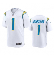 Men Los Angeles Chargers 1 Quentin Johnston White Stitched Game Jersey