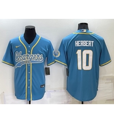 Men Los Angeles Chargers 10 Justin Herbert Blue Cool Base Stitched Baseball Jersey