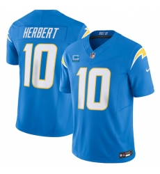 Men Los Angeles Chargers 10 Justin Herbert Light Blue 2023 F U S E  With 3 Star C Patch Vapor Untouchable Limited Stitched Jersey