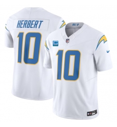 Men Los Angeles Chargers 10 Justin Herbert White 2023 F U S E  With 3 Star C Patch Vapor Untouchable Limited Stitched Jersey