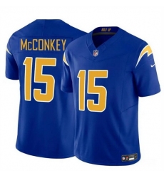 Men Los Angeles Chargers 15 Ladd McConkey Royal 2024 F U S E Draft Vapor Limited Stitched Football Jersey