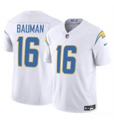 Men Los Angeles Chargers 16 Casey Bauman White 2024 F U S E Vapor Limited Stitched Football Jersey
