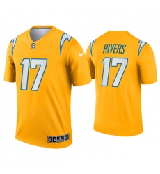 Men Los Angeles Chargers 17 Philip Rivers Inverted Legend Gold Jersey