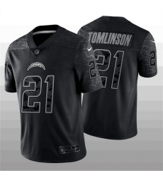 Men Los Angeles Chargers 21 LaDainian Tomlinson Black Reflective Limited Stitched Football Jersey