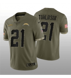 Men Los Angeles Chargers 21 LaDainian Tomlinson Olive 2022 Salute To Service Limited Stitched Jersey