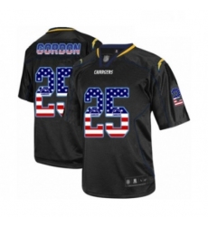 Men Los Angeles Chargers 25 Melvin Gordon Elite Black USA Flag Fashion Football Jersey