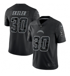 Men Los Angeles Chargers 30 Austin Ekeler Black Reflective Limited Stitched Football Jersey