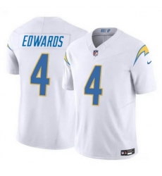 Men Los Angeles Chargers 4 Gus Edwards White 2024 F U S E  Vapor Limited Stitched Football Jersey
