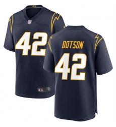 Men Los Angeles Chargers 42 Elijah Dotson Navy Stitched Game Jersey