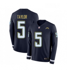 Men Los Angeles Chargers 5 Tyrod Taylor Limited Navy Blue Therma Long Sleeve Football Jersey