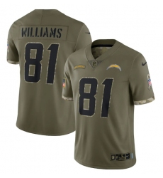 Men Los Angeles Chargers 81 Mike Williams Olive 2022 Salute To Service Limited Stitched Jersey