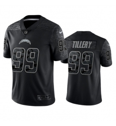 Men Los Angeles Chargers 99 Jerry Tillery Black Reflective Limited Stitched Football Jersey