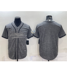 Men Los Angeles Chargers Blank Grey With Patch Cool Base Stitched Baseball Jersey