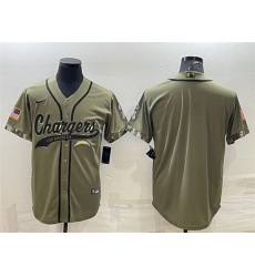 Men Los Angeles Chargers Blank Olive Salute To Service Cool Base Stitched Baseball Jersey
