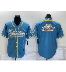 Men Los Angeles Chargers Blue Team Big Logo With Patch Cool Base Stitched Baseball Jersey