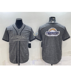 Men Los Angeles Chargers Grey Team Big Logo With Patch Cool Base Stitched Baseball Jersey