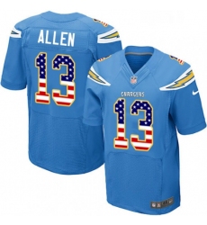 Men Nike Los Angeles Chargers 13 Keenan Allen Elite Electric Blue Alternate USA Flag Fashion NFL Jersey