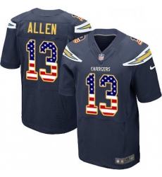Men Nike Los Angeles Chargers 13 Keenan Allen Elite Navy Blue Home USA Flag Fashion NFL Jersey