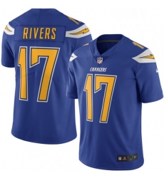 Men Nike Los Angeles Chargers 17 Philip Rivers Limited Electric Blue Rush Vapor Untouchable NFL Jersey