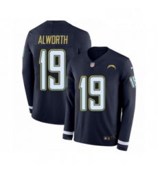 Men Nike Los Angeles Chargers 19 Lance Alworth Limited Navy Blue Therma Long Sleeve NFL Jersey