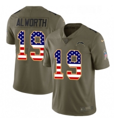 Men Nike Los Angeles Chargers 19 Lance Alworth Limited OliveUSA Flag 2017 Salute to Service NFL Jersey