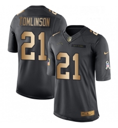 Men Nike Los Angeles Chargers 21 LaDainian Tomlinson Limited BlackGold Salute to Service NFL Jersey