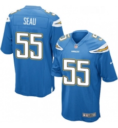 Men Nike Los Angeles Chargers 55 Junior Seau Game Electric Blue Alternate NFL Jersey