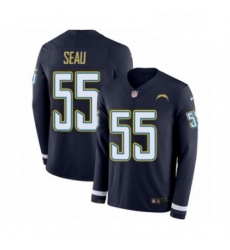 Men Nike Los Angeles Chargers 55 Junior Seau Limited Navy Blue Therma Long Sleeve NFL Jersey