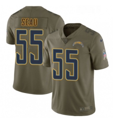 Men Nike Los Angeles Chargers 55 Junior Seau Limited Olive 2017 Salute to Service NFL Jersey