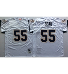 Men Nike Los Angeles Chargers 55 Junior Seau White M&N Throwback Jersey