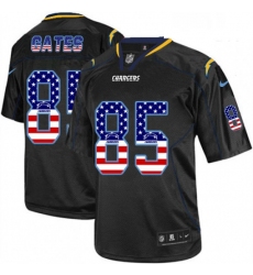 Men Nike Los Angeles Chargers 85 Antonio Gates Elite Black USA Flag Fashion NFL Jersey