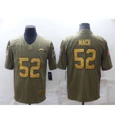 Men's Los Angeles Chargers #52 Khalil Mack Olive Gold Salute To Service Limited Stitched Jersey