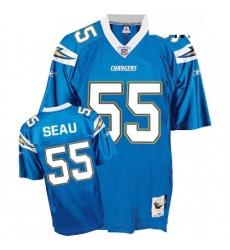 Mitchell And Ness Los Angeles Chargers 55 Junior Seau Authentic Light Blue Throwback NFL Jersey