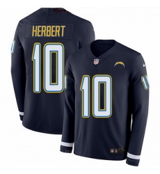 Nike Chargers 10 Justin Herbert Navy Blue Team Color Men Stitched NFL Limited Therma Long Sleeve Jersey