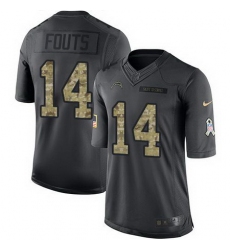 Nike Chargers #14 Dan Fouts Black Mens Stitched NFL Limited 2016 Salute to Service Jersey