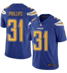 Nike Chargers 31 Adrian Phillips Electric Blue Mens Stitched NFL Limited Rush Jersey