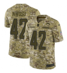 Nike Chargers #42 Uchenna Nwosu Camo Mens Stitched NFL Limited 2018 Salute To Service Jersey