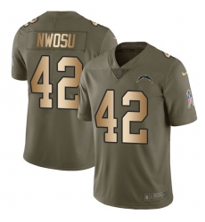 Nike Chargers #42 Uchenna Nwosu Olive Gold Mens Stitched NFL Limited 2017 Salute To Service Jersey