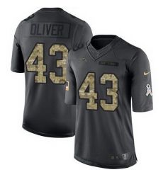 Nike Chargers #43 Branden Oliver Black Mens Stitched NFL Limited 2016 Salute to Service Jersey