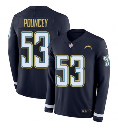 Nike Chargers #53 Mike Pouncey Navy Blue Team Color Men Stitched NFL Limited Therma Long Sleeve Jersey