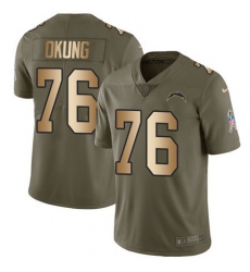 Nike Chargers #76 Russell Okung Olive Gold Mens Stitched NFL Limited 2017 Salute To Service Jersey