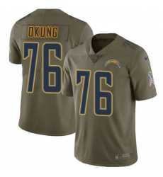 Nike Chargers #76 Russell Okung Olive Mens Stitched NFL Limited 2017 Salute To Service Jersey