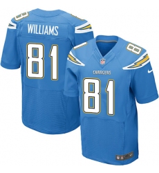 Nike Chargers #81 Mike Williams Electric Blue Alternate Mens Stitched NFL New Elite Jersey