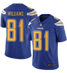 Nike Chargers #81 Mike Williams Electric Blue Mens Stitched NFL Limited Rush Jersey