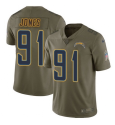 Nike Chargers #91 Justin Jones Olive Mens Stitched NFL Limited 2017 Salute To Service Jersey