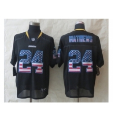 Nike San Diego Chargers 24 Ryan Mathews Black Elite USA Flag Fashion NFL Jersey
