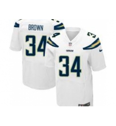 Nike San Diego Chargers 34 Donald Brown White Elite NFL Jersey