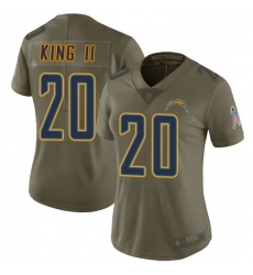 Chargers #20 Desmond King II Olive Women Stitched Football Limited 2017 Salute to Service Jersey